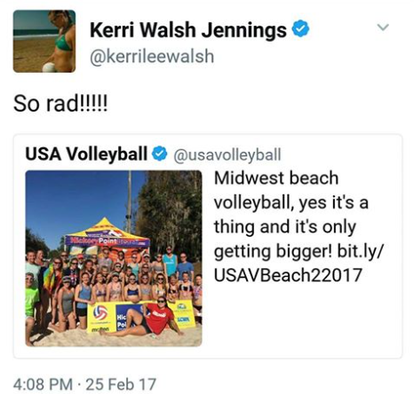 Thanks to Kerri Walsh Jennings for Giving The Club Props!